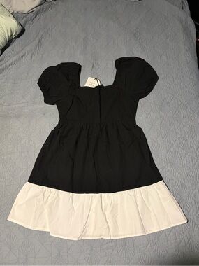 Very J Black Dress with White Ruffle Hem